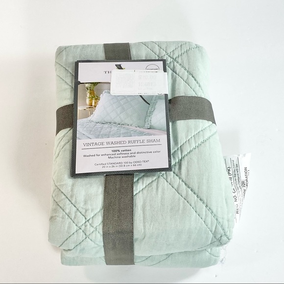 Threshold Standard Mint Ruffled Pillow Sham - Picture 3 of 7